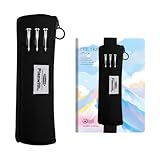 Shpucise Pen Holder for Notebook,Pen Pouch with Adjustable Elastic Band,Small Pen Holder with Zipper and Adjustable Elastic Band,Pen Case Book Pouch for Journals Notebook Books (Black)
