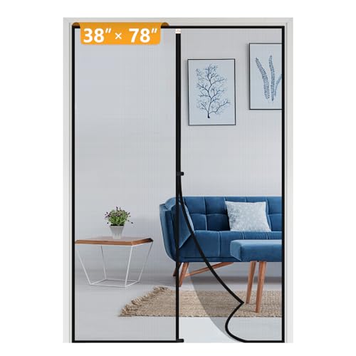 Yotache Magnetic Screen Door Fits Door Size 38 x 78, Screen Size 40" x 79" Door Screen Magnet for Walk Through Sliding Door Black