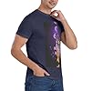 Men's Light Romantic Flowers Printing T-Shirt Short Sleeve Pure Cotton Crew Neck T Shirts Navy Blue #4