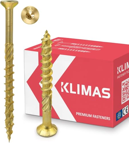 KLIMAS Holzschrauben Torx - Spanplattenschrauben Gelb - Senkkopfschrauben - Terrassenschrauben - Universalschrauben - Dachkonstruktion… – Ansicht 1