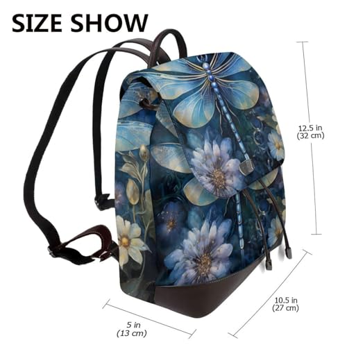 Sac à dos en cuir bleu libellule compact pour libérer vos mains avec style