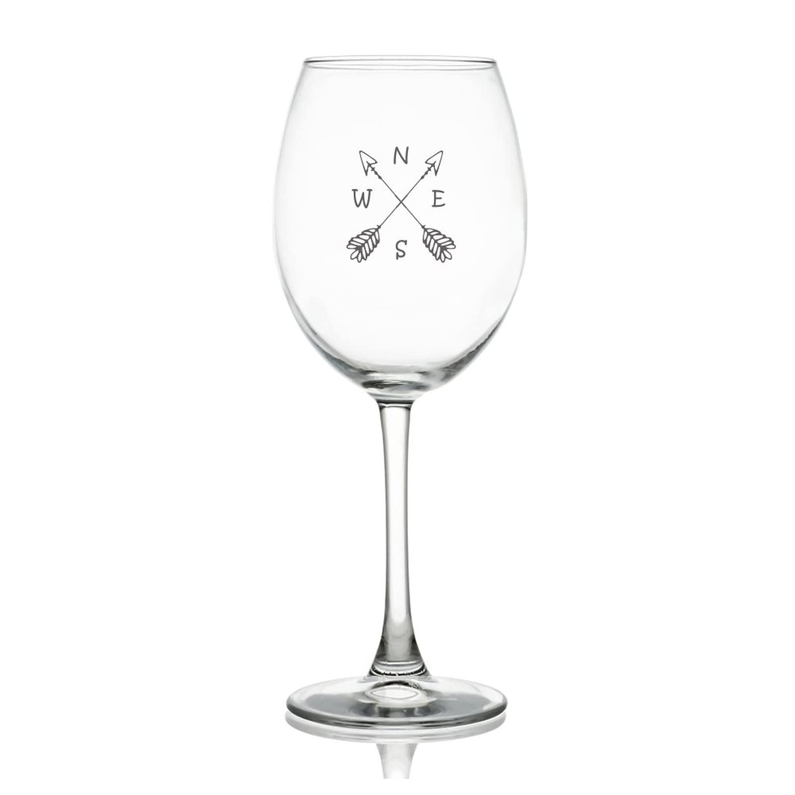 Verres à vin rouge en cristal gravés Boussole du Nord-Est de haute précision