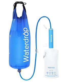 Waterdrop Gravity Water Filter Straw, Camping Water Filtration System, Water Purifier Survival for Travel, Backpacking and Emergency Preparedness, 1.5 gal Bag, 5 Stage Filtration, Pack of 1