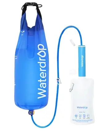 Waterdrop Gravity Water Filter Straw with 1.5 Gal Bag - 5 Stage Filtration for Camping and Travel