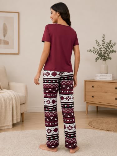 Image of LITZO Womens Night Suit || Printed Round Neck Short Sleeve Nightsuit Set | Pajama Set | Casual Night Dress for Women (L-25-27)