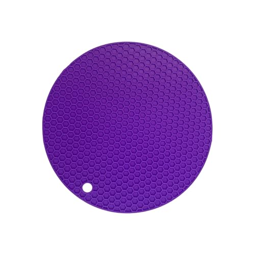 Image of Silicone Trivet Mats,Heat Resistant Pot Holders, Multipurpose Non-Slip Hot Pads for Kitchen Potholders, Hot Dishers, Jar Opener, Spoon Holder, Food Grade Silicone(Purple Size Round 7''x7'')