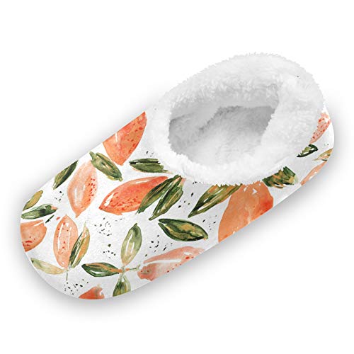 TropicalLife LUCKYEAH - Zapatillas de acuarela, diseño de frutas y limones, para mujeres, hombres, pies peludos, cómodos, cálidos, de espuma viscoelástica, para interiores y exteriores, para
