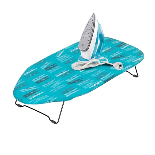 Image of BonKaso Tabletop Ironing Board | Compact Foldable Ironing Table, Lightweight Portable Mini Iron Board with Padded Non-Stick Surface for Home, Dorm, and Travel | Blue