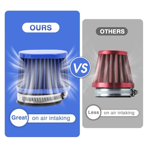 Image of 2PCS Motorcycle Air Filter Universal 42MM Replacement Engine Filter High Performance Air Filters Fit Motocross Carburetor Cleaner for Pit Bike Scooter Moped ATV (Blue 42MM)
