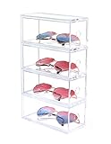 Longjet Sunglasses Case 4 Drawers Clear Acrylic Display Organizer for Glasses Jewelry Cosmetic Watch Storage and Makeup Brush Holder