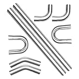 PHILTOP 8Pcs 3' Universal Stainless Steel Exhaust DIY Custom Exhaust Pipe Kit, Tubing Mandrel Bend Pipes Straight & U-Bend Kit EXP334