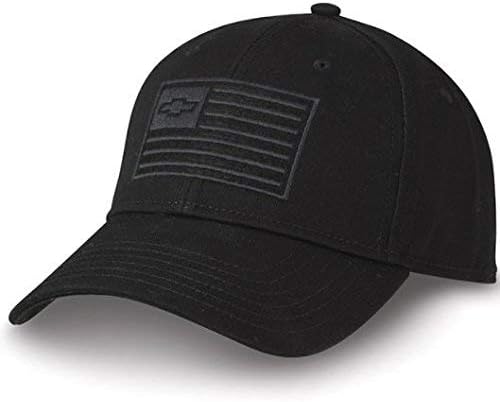 Chevrolet Gorra de béisbol patriótica con diseño de bandera de Estados Unidos bordado Chevy Bowtie negro