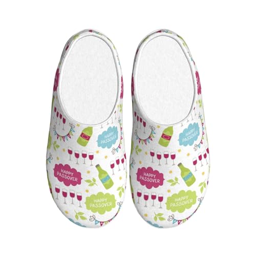 Happy Traditional Jewish Passover Adult Cotton Slippers Home House Indoor Shoes
