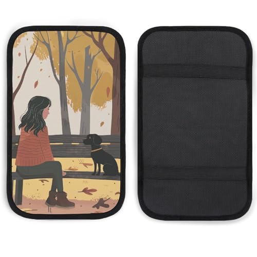 On A Park Bench Car Armrest Cover Universal Auto Center Console Pad Car Armrest Set Box Cover Protector for Most Vehicle, SUV, Truck, One Size
