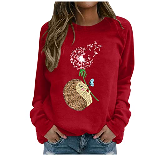 Sweat à capuche sport femme rouge pull ample imprimé anime original