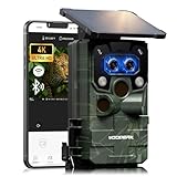Camera de Chasse Solaire à Double Objectif, 4K 60MP WiFi Caméra de Chasse Connectée Té...