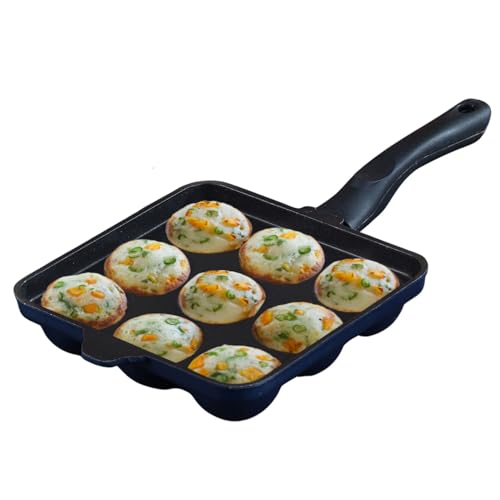 Vinod Aluminium Non Stick 9-Cup Paniyaram Pan - 17.5cm / South Indian Pancake Pan/Appe Pan/Appam Pan, 3mm Thick, 3 Ply, Metal Spoon Friendly, Gas Base
