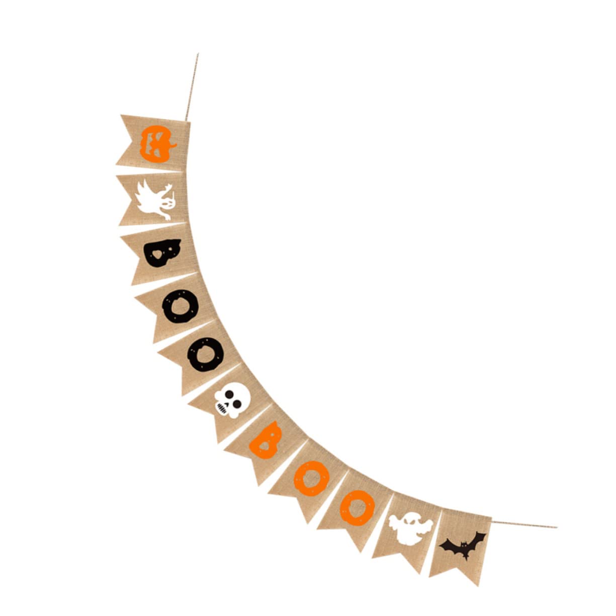 Bannière d'Halloween Boo Cabilock en toile de jute pour décoration de fête | 3 pièces