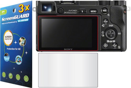 3x Sony Alpha A5000 A5100 A6000 Digital Camera Premium Clear LCD Screen Protector Guard Shield Kit NO CUTTING (GUARMOR Brand)