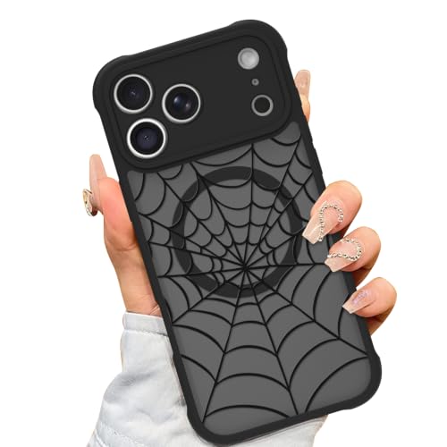 AIGOMARA Magnetic Case for iPhone 18 Pro Black Spider Pattern | [Compatible with MagSafe] Soft TPU Bumper Hard PC Back Anti-Fall Shockproof Cool Pattern Slim Cover for Women Girls Men