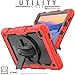 TECHGEAR UTILITY Case fits Samsung Galaxy Tab A7 Lite 8.7" (SM-T220 / SM-T225) Tough Rugged HEAVY DUTY Armour Shockproof Impact Case with 360 Rotating Stand, Hand Strap and Shoulder Strap - Red