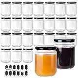 BPFY 24Pack 8oz Glass Jars with Lids, 240ml Clear Small Mason Jars with 24 Stickers, Reusable Canning Jar for Jam, Jelly, Honey, Pickles, Spice