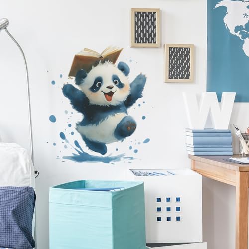 Vinilo decorativo infantil Panda saltarín acuarela miniatura 3