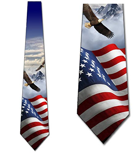 Three Rooker Us Flag Ties Mens Eagle Patriotic Necktie #TOP1