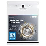 Bosch 13 Place Setting (fits up to 70 utensils) Free-Standing Dishwasher for Indian Utensils | Hygiene+ & Intensive Kadhai Program (SMS66GW01I, White, Inbuilt Heater, Removes 99.9% Germs)