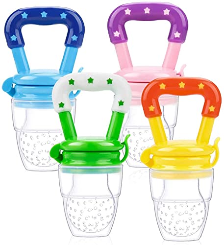 Best Fire おしゃぶり 離乳食フィーダー 乳首 哺乳瓶 ベビー摂食 摂食ツール 栄養摂取 歯がため シリコン製 スプーンで食べずに困っているママ向け 果物&野菜 安全&健康 10.5*4.5c 6ヶ月から 四色セット