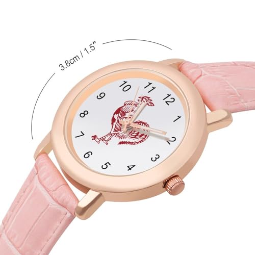 Rooster Cock Classic Watches for Women Funny Graphic Pink Girls Watch Easy to Read2