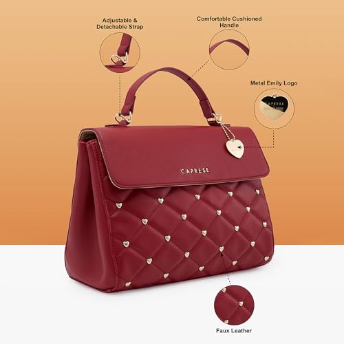 Image of Caprese Cheryl Satchel Bag, Large | Stylish Quilted Handbag for Women with Multiple Compartments & Adjustable & Detachable Sling Strap | Secure Zip Closure| Perfect for Casual & Daily Essentials