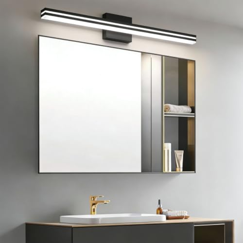 Apliques de pared LED negro de 40cm con luz neutra impermeable para baño 6