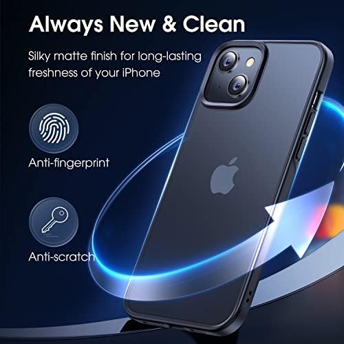 CASEKOO Armor Shockproof Designed for iPhone 14 Case/iPhone 13 Case, [Mil-grade Protection] Frosted Hard PC, Anti-fingerprint Protective Phone Cases, Thin Slim Fit Cover 6.1-inch 5G, Black