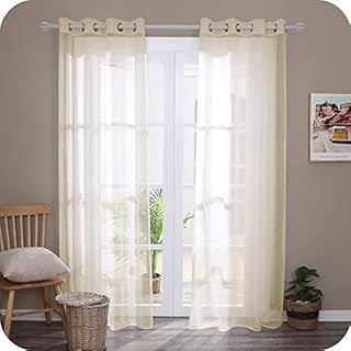 Amazon Brand - Umi Solid Voile Curtains Super Soft Semi Transparent Eyelet Net Curtains Decorative Sheer Curtains White 55 x 90 Inch 2 Panels