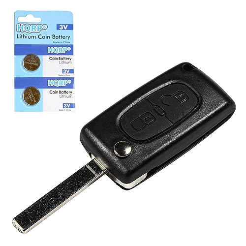 HQRP Transmitter and Two Batteries Compatible with Citroen C2 C3 C4 C5 C6 C8, Compatible with Peugeot 107 207 307 308 407 408 Key-Fob Remote Shell Case Cover Smart Key FOB
