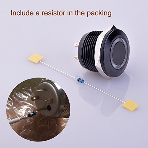 Ulincos® Momentary Pushbutton Switch U19D1 1No Spst Black Metal Shell With Green Led Ring Suitable For 19Mm 3/4" Mounting Hole Pack With A Resistor (Green) #TOP2