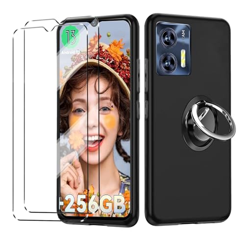 Cover e 2Pcs Vetrino e 1xanello Compatible con Oukitel C36 antiurto Custodia piu Vetro temperato Pellicola protettiva nero