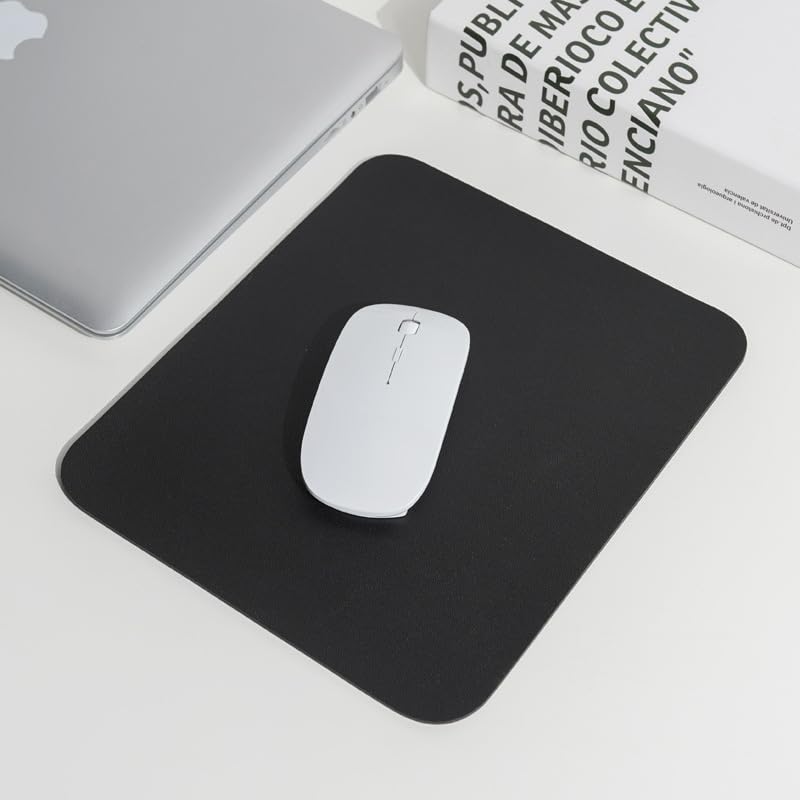GERRIT Mouse Pad 9.84" x 8.26", Small PU Leather Mousepad with with Non-Slip, Computer Mouse Mat for Gaming, Desk, Wireless, Laptop, Travel, Office (black)