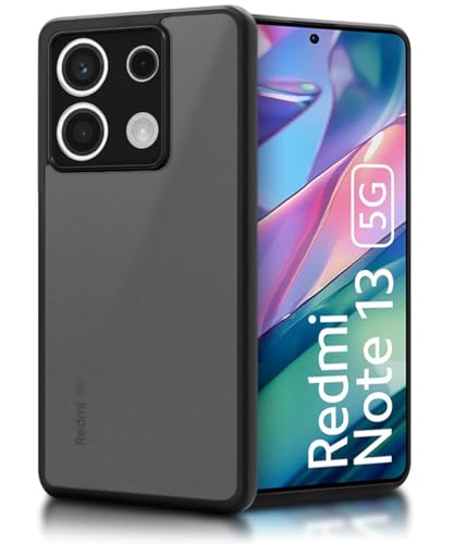 Image of WOW IMAGINE Translucent Hybrid Back Case Cover for Xiaomi Mi Redmi Note 13 5G Smoked Matte Back | Shock Proof 360 Degree Protection | Protective Hard Case - Matte Black