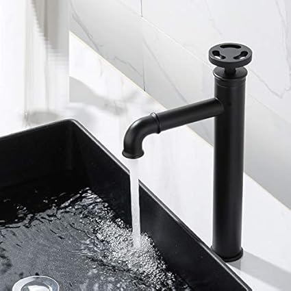 B Backline Brass Basin Mixer Tap/Faucet Hot & Cold Tall Body Bathroom Basin Tap for Livingroom & Bathroom (Black Matt)