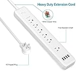 Power Bar, 2 Pack Power Strip Surge Protector with 6 Outlets & 4 USB Charging Ports, MKSENSE Angled Flat Plug, Spaced Outlets & ETL Listed Power Outlet for Home Office - White