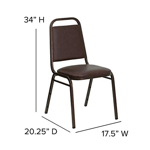 Image of Flash Furniture 4 Pack HERCULES Series Trapezoidal Back Stacking Banquet Chair in Brown Vinyl - Copper Vein Frame