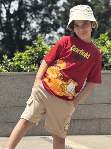 Image of Nap Chief Kids Cotton Garfield Print Co-Ord Set for Boys & Girls | Half Sleeve T-Shirt & Shorts Set | Soft Casual Summer Wear