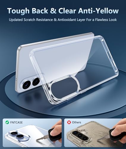 Image of FNTCASE for Samsung Galaxy S25-Edge Case Clear with Screen Protector | Anti Yellowing, Military Grade Drop Protection Cell Cover, Shockproof Protective Bumper, Transparent Phonecase