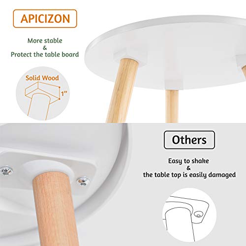 Apicizon Round Side Table, White Nightstand Coffee End Table For Living Room, Bedroom, Small Spaces, Easy Assembly Modern Home Decor Bedside Table With Natural Wood Legs, 16.5 X 20.5 Inches #TOP6