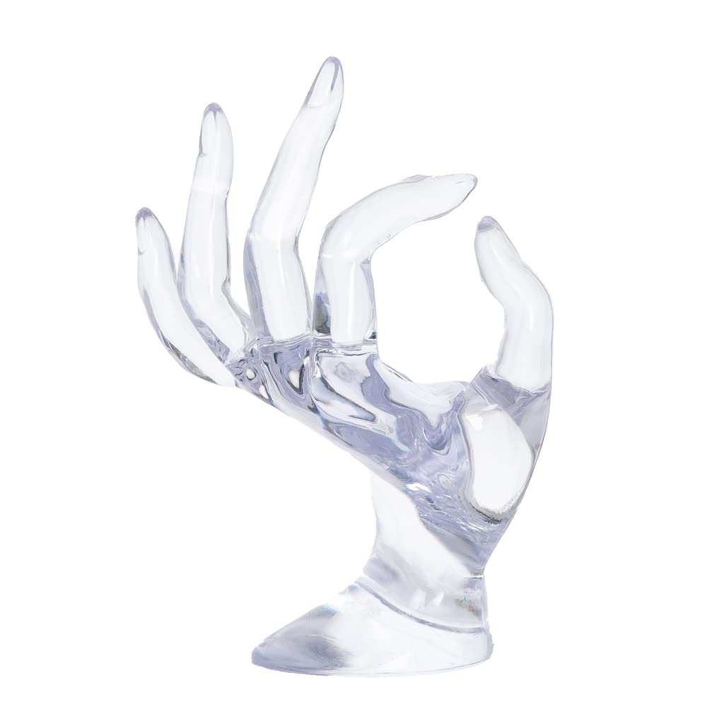 COMMGOAL Ring Holder for Jewelry, Y2k Pink Room Decor Aesthetic, Preppy Room Decor, Hand Shape Jewelry Holder, Gifts for Women Girls (Transparent)