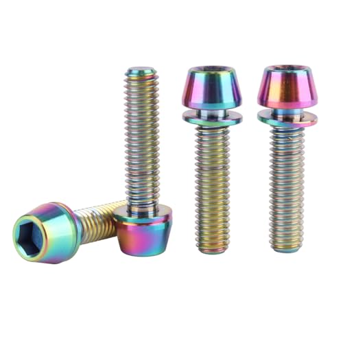 Image of 4Pcs Titanium Bolt M6 x 25mm Allen Hex Bolts with Washers Screw for Bicycle V Brake Hub Fixed (Rainbow)