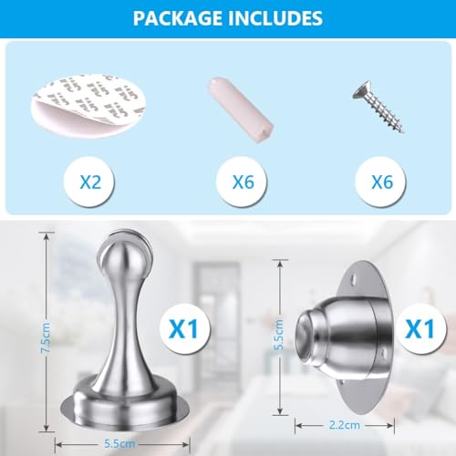 flintronic Magnetyczne ograniczniki do drzwi, 1 szt., kliny do drzwi wewnętrznych, do listew podłogowych, z zaczepem, 3 m, samoprzylepne, ukryte śruby, do drzwi, do domu, biura, na patio