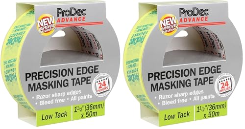 Image of ProDec Advance 36mm (1.5 inch) x 50m Low Tack Precision Edge Multi Surface Painters Masking Tape for Razor Sharp Lines with No Paint Bleed For Indoor Painting and Decorating Compatible with All Paints